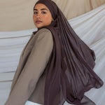 Deep Oak modal hijab by VELA, offering a smooth, elegant drape and versatile style