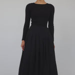Textured full skirt with heavyweight cotton and pleats that hold their shape beautifully