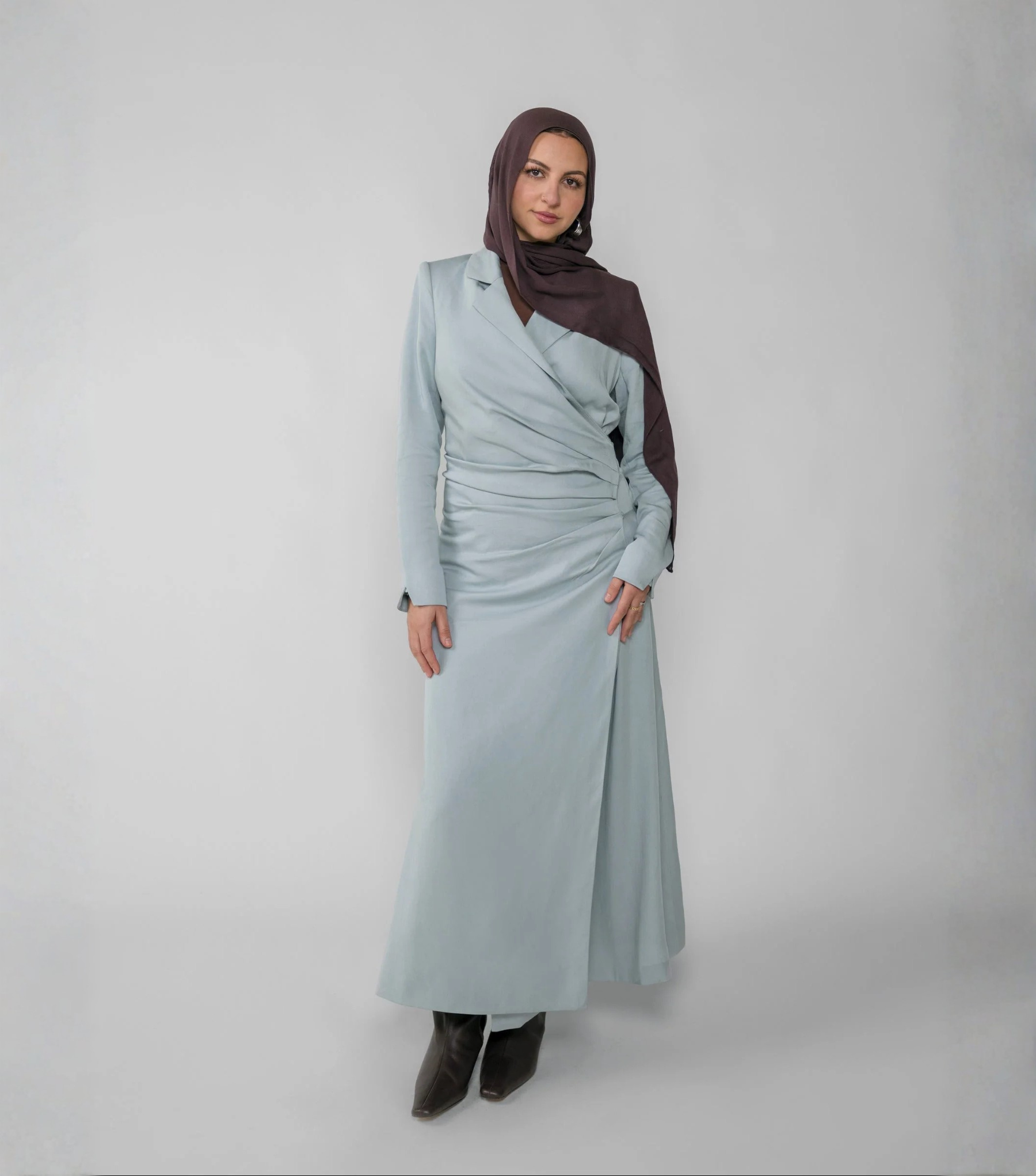 Ruched Trench Dress Powder Blue, Powder Blue / S Ruched Trench Dress Powder Blue, Powder Blue / S