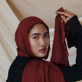 Bamboo fabric hijab in rich amber, perfect for adding warmth to any outfit