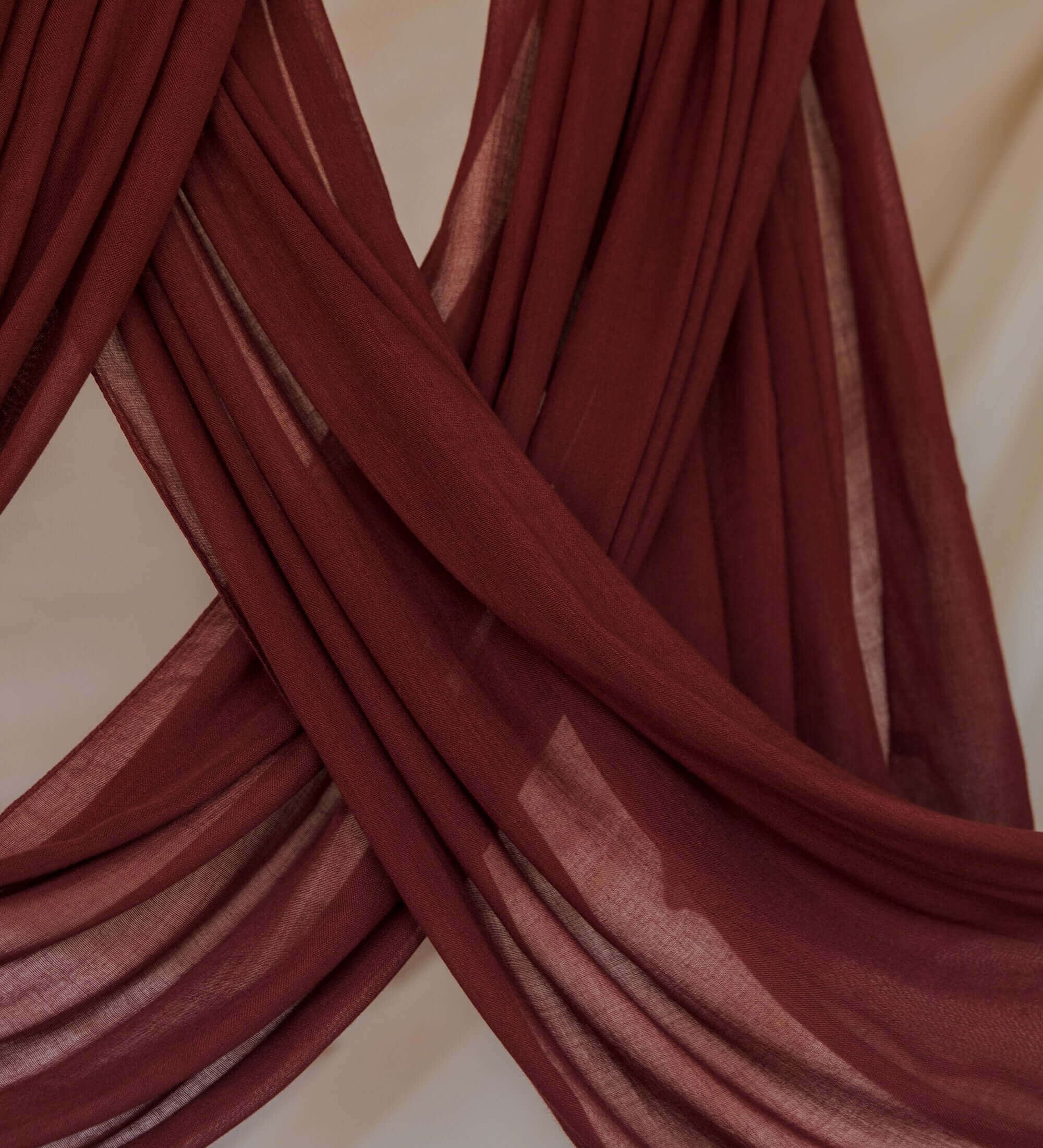 VELA bamboo hijab in a rich amber shade, perfect for cozy looks with a lightweight feel