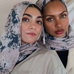 Modal hijab with an abstract camo-inspired print and soft, breathable feel.