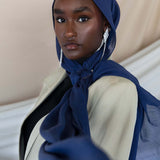 Radiant Navy Silk Chiffon