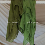 Fern Green hijab displayed next to Mint Green shade for direct color comparison in studio lighting.