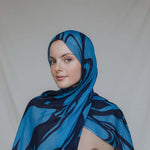 Statement print hijab with soft texture and swirling pattern throughout.