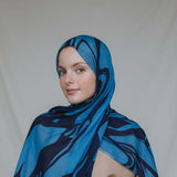 Statement print hijab with soft texture and swirling pattern throughout.