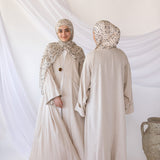 linen pocket abaya beige