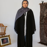 black pleated abaya