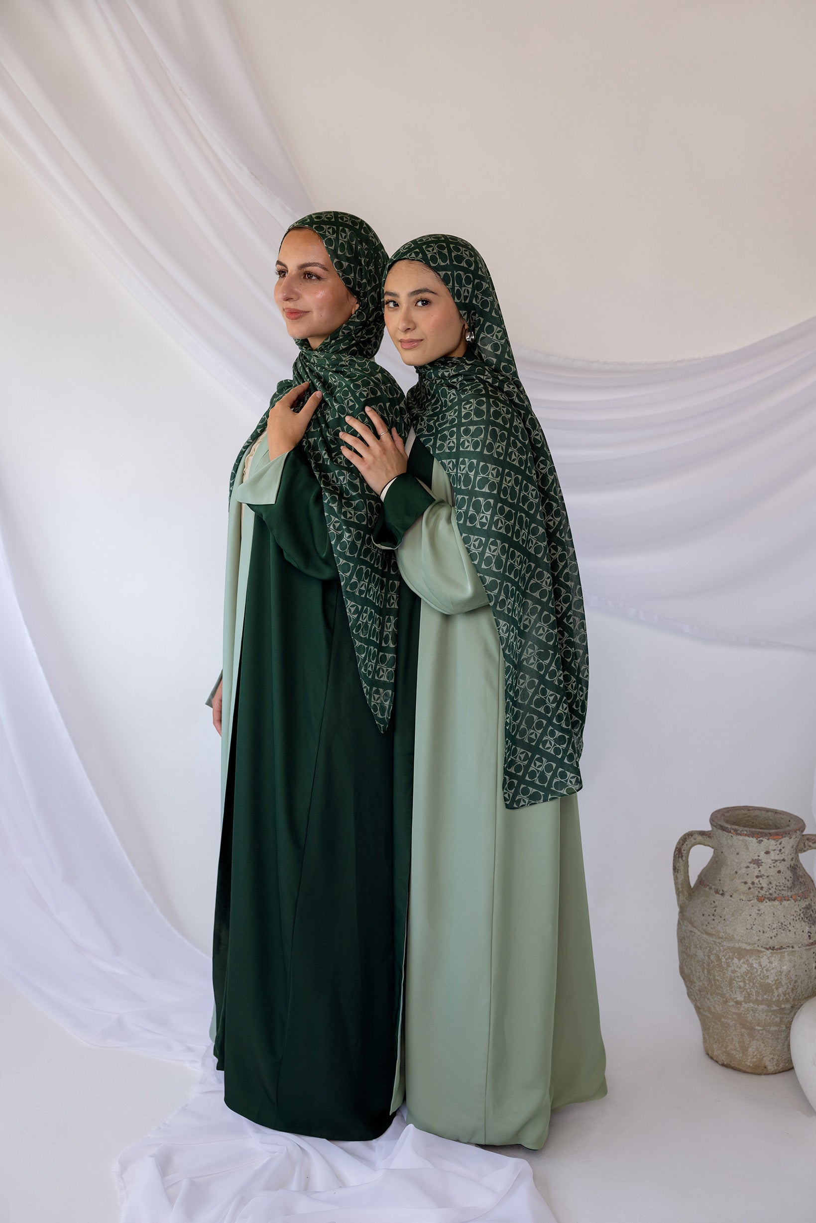 two-tone green abaya