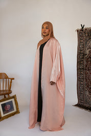 metallic pink abaya