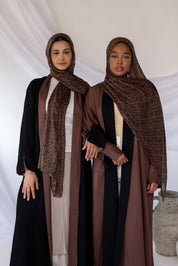 two-tone black/tan Abaya