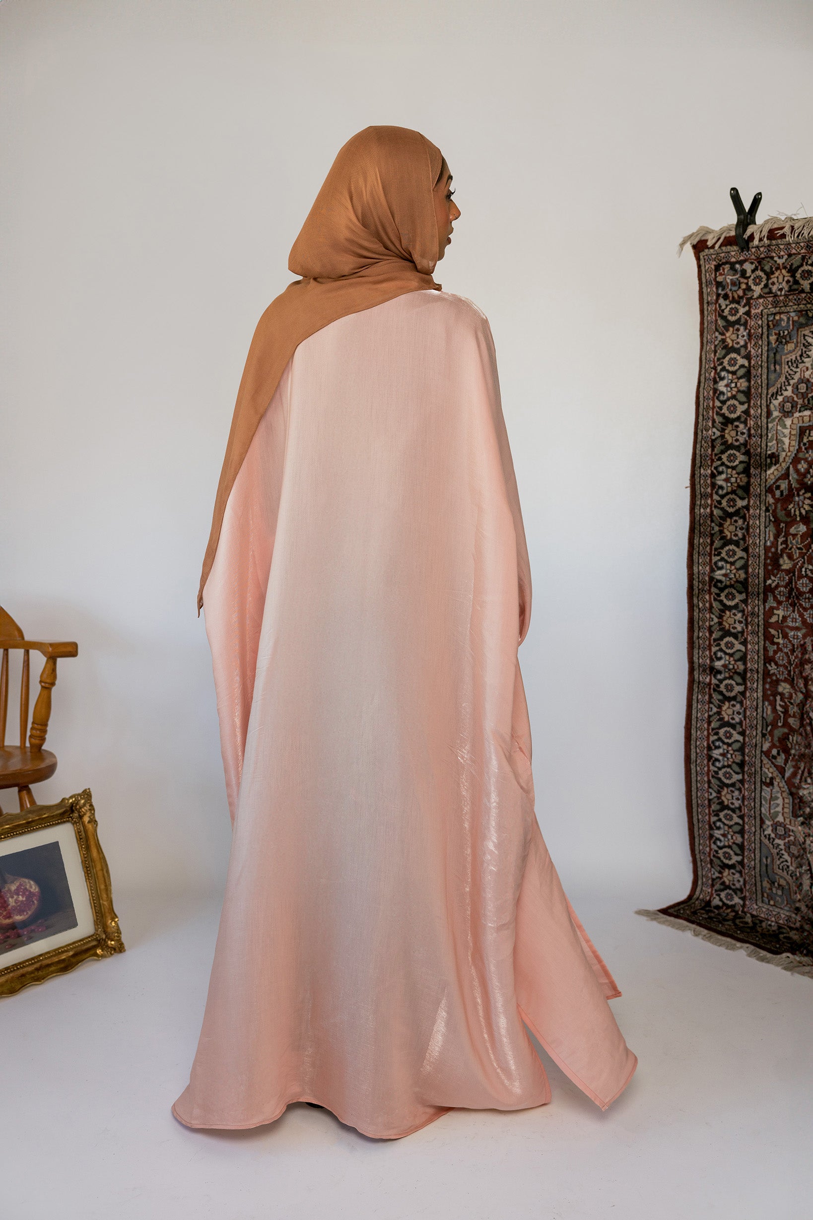 metallic pink abaya