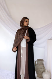 two-tone black/tan Abaya