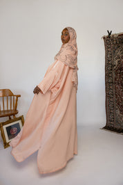 metallic pink abaya