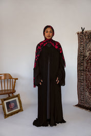 black pleated abaya