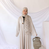 linen pocket abaya beige