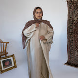 metallic tan abaya