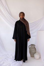 linen pocket abaya black