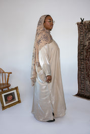 metallic tan abaya