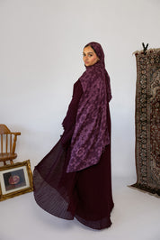 deep berry pleated abaya