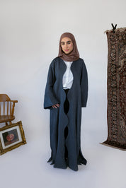 grey curve abaya