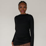 Asymmetrical Long Sleeve Top Black