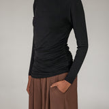 Asymmetrical Long Sleeve Top Black