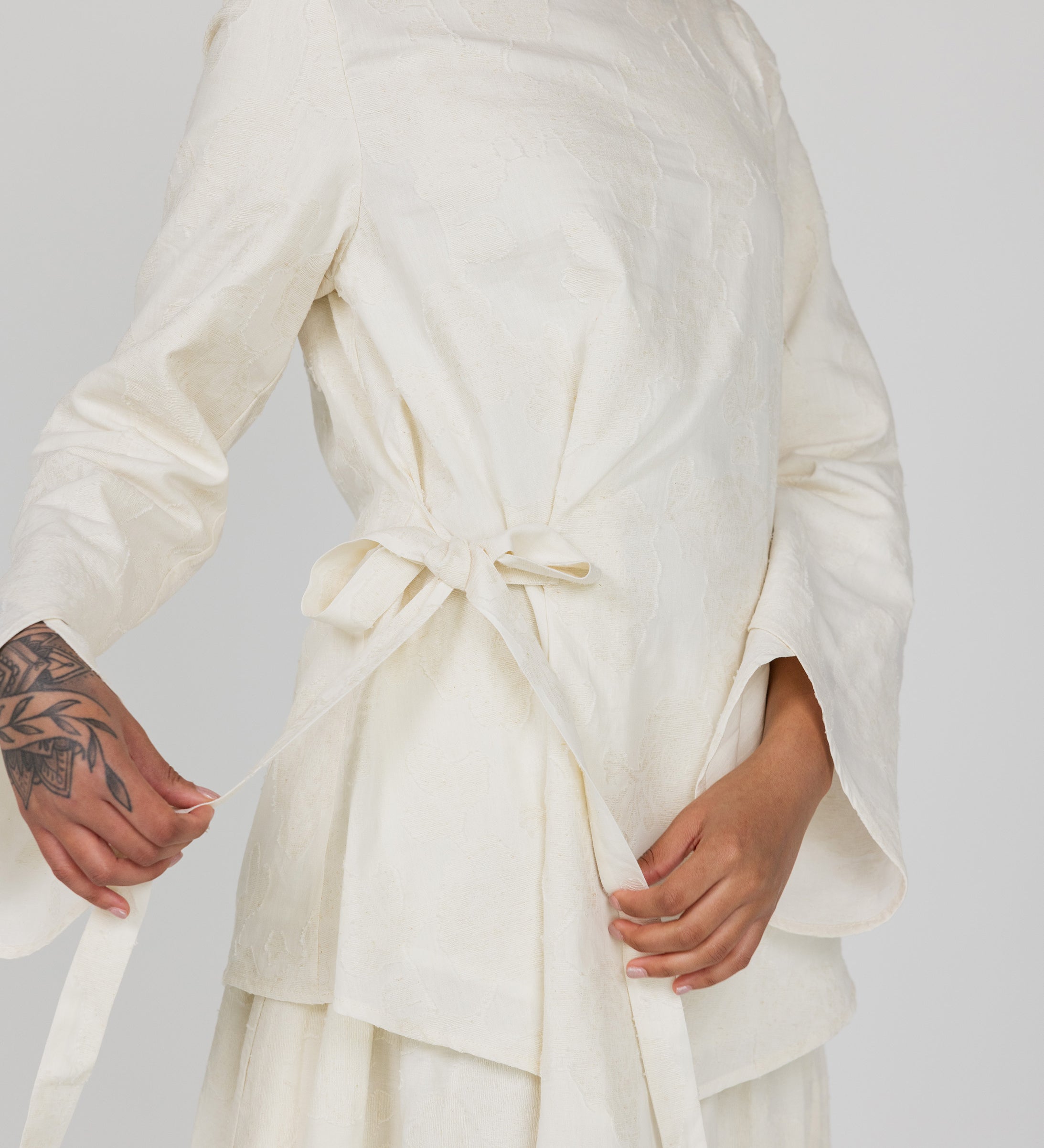Textured Tie Front Top