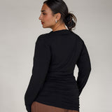 Asymmetrical Long Sleeve Top Black