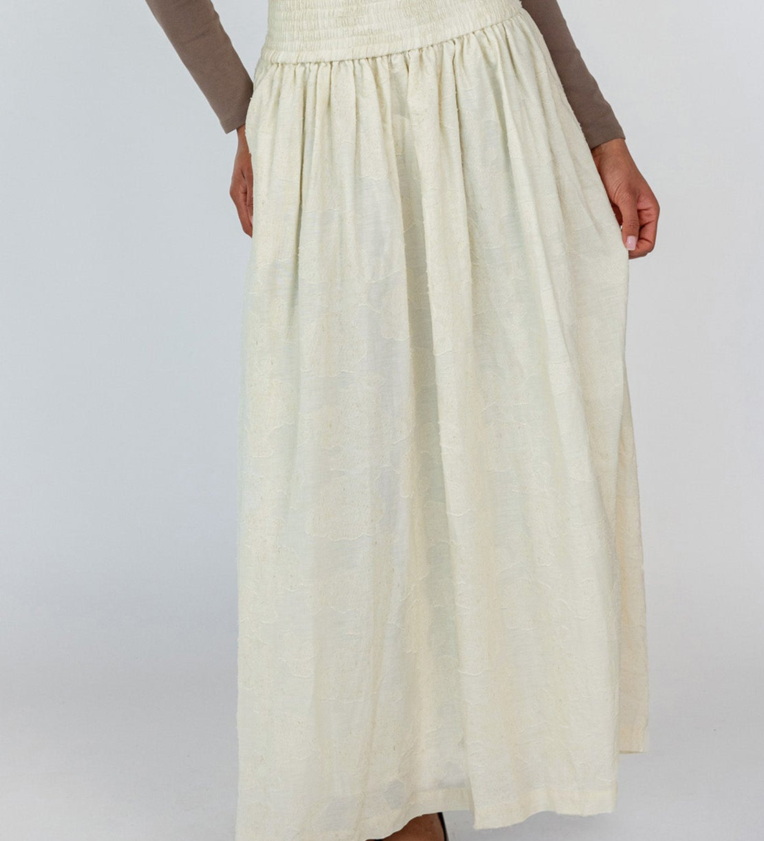 Textured Smocked Waist Skirt