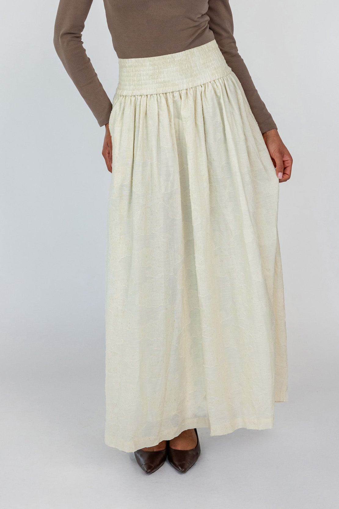 Textured Smocked Waist Skirt - Image 2
