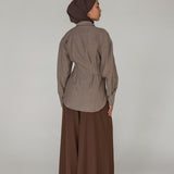 Sculpted Button Up Brown