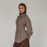 Sculpted Button Up Brown