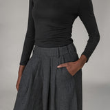 Herringbone Palazzo Pant Charcoal