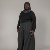 Herringbone Palazzo Pant Charcoal