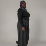 Herringbone Palazzo Pant Charcoal