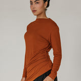 Asymmetrical Long Sleeve Top Rust