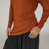 Asymmetrical Long Sleeve Top Rust