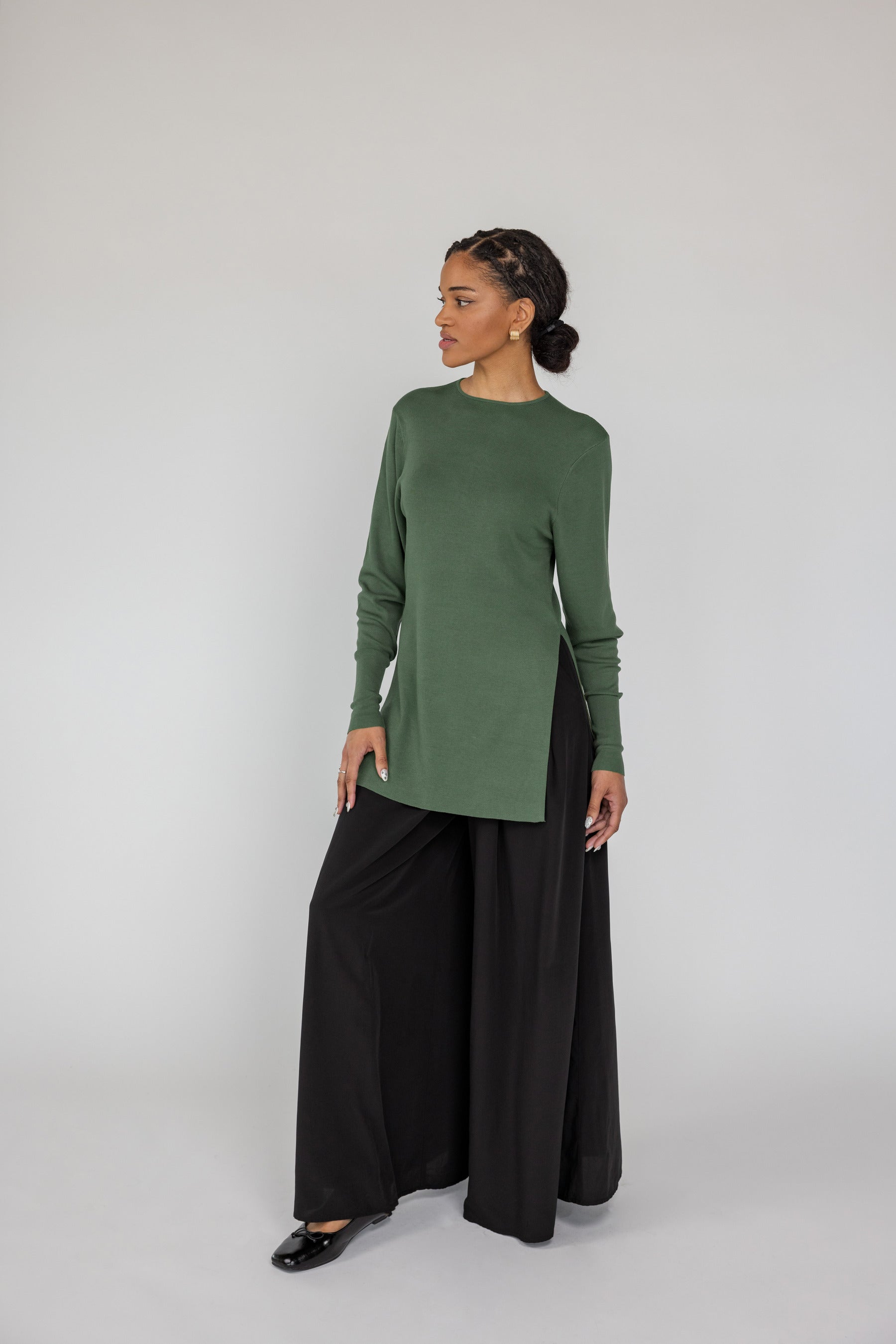 Side Slit Top Olive - Image 6