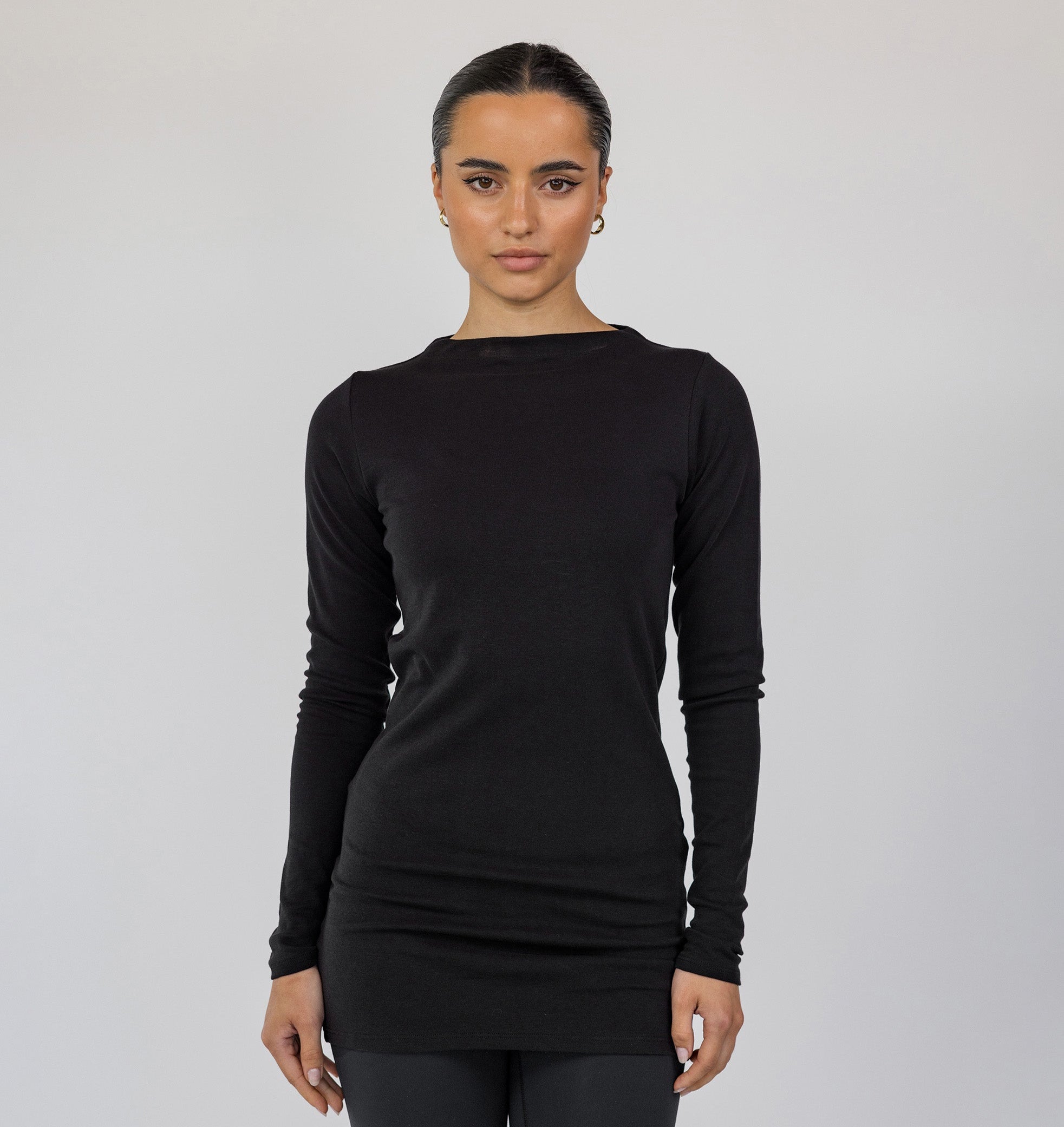 Mock Neck Top Black - Image 1
