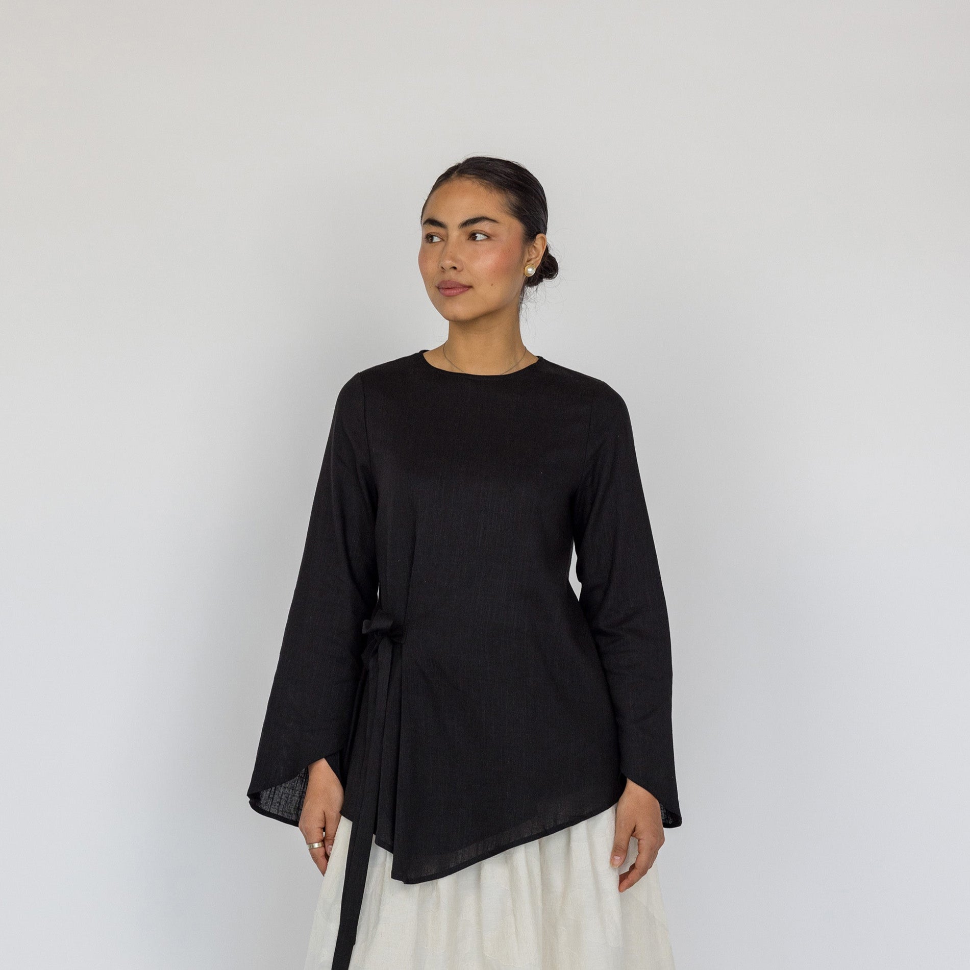 Tie Front Top Black - Image 1