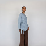 Tie Front Top Blue