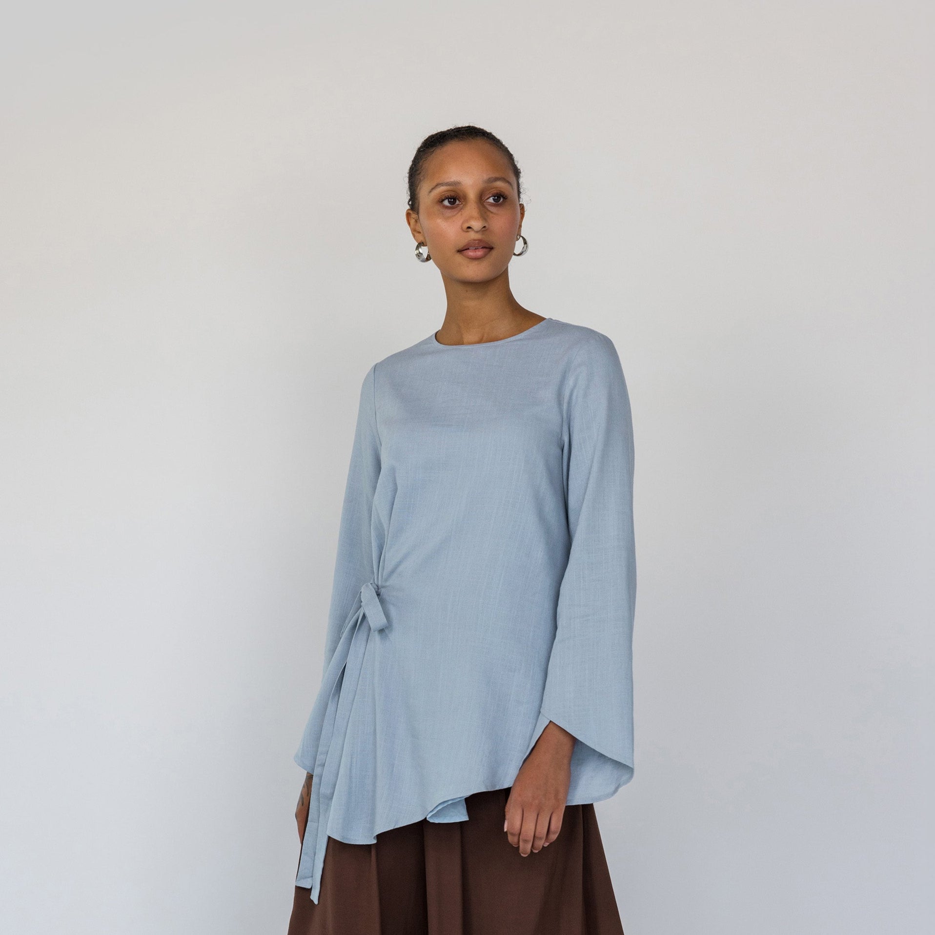 Tie Front Top Blue - Image 1