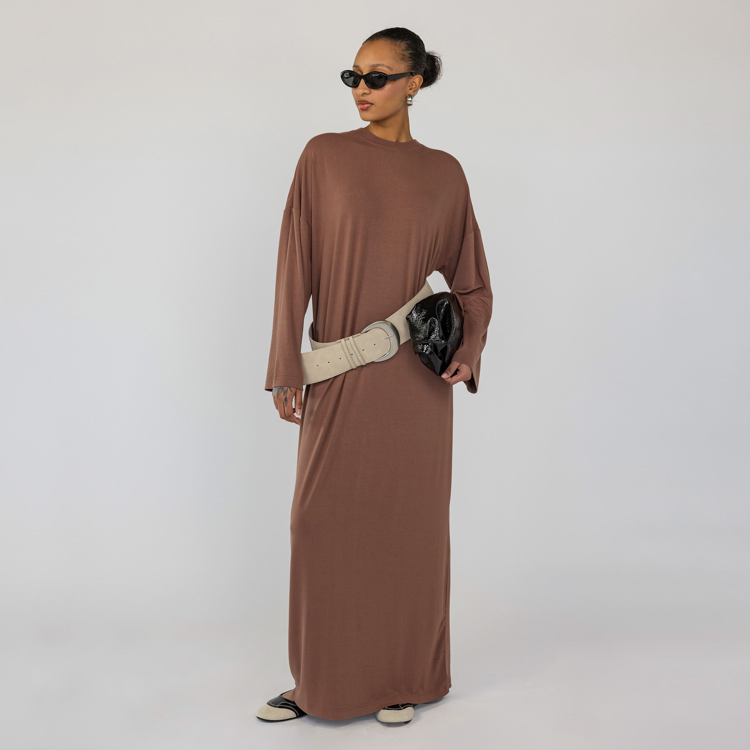 Boxy Knit Dress Chestnut