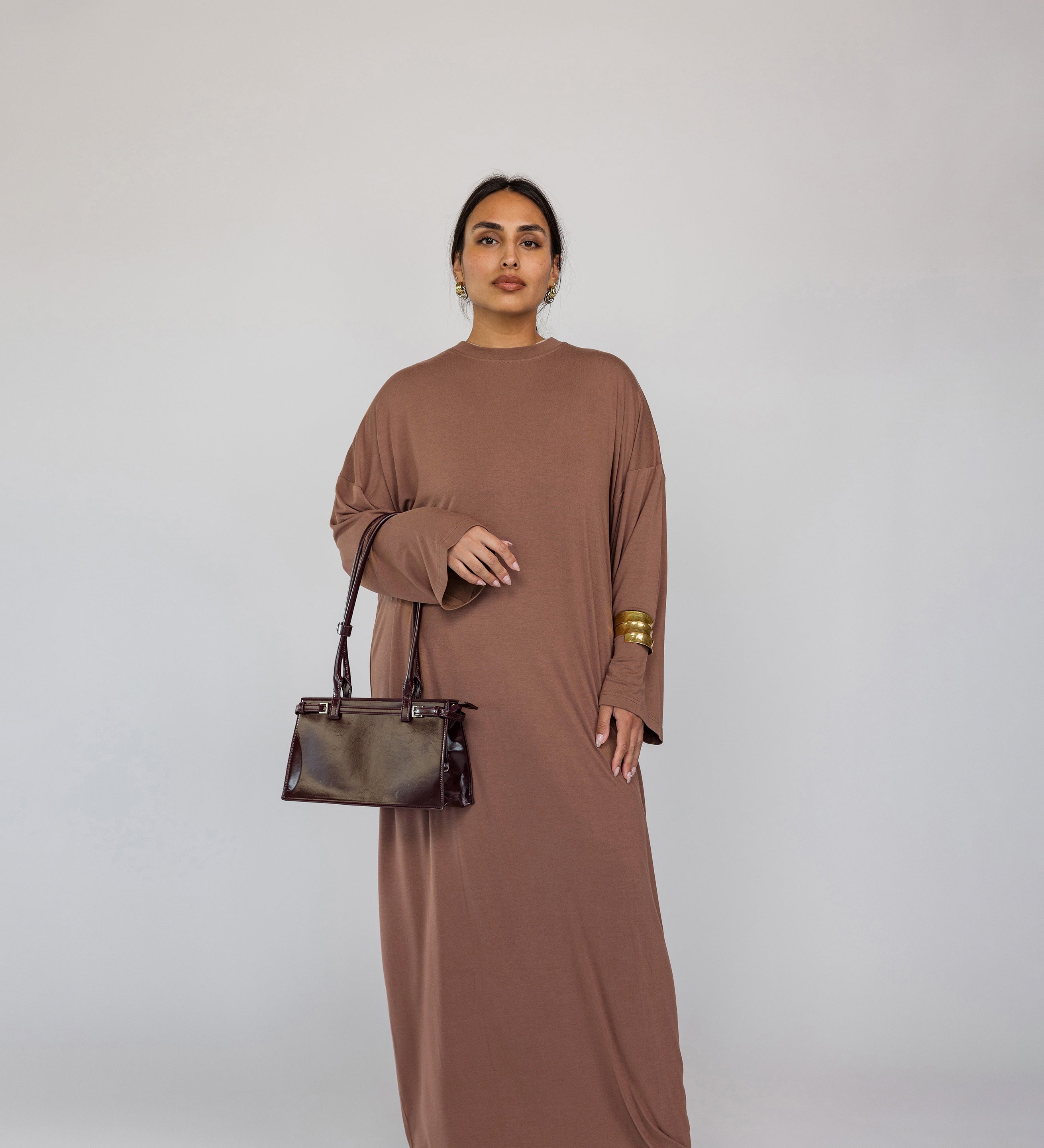 Boxy Knit Dress Chestnut