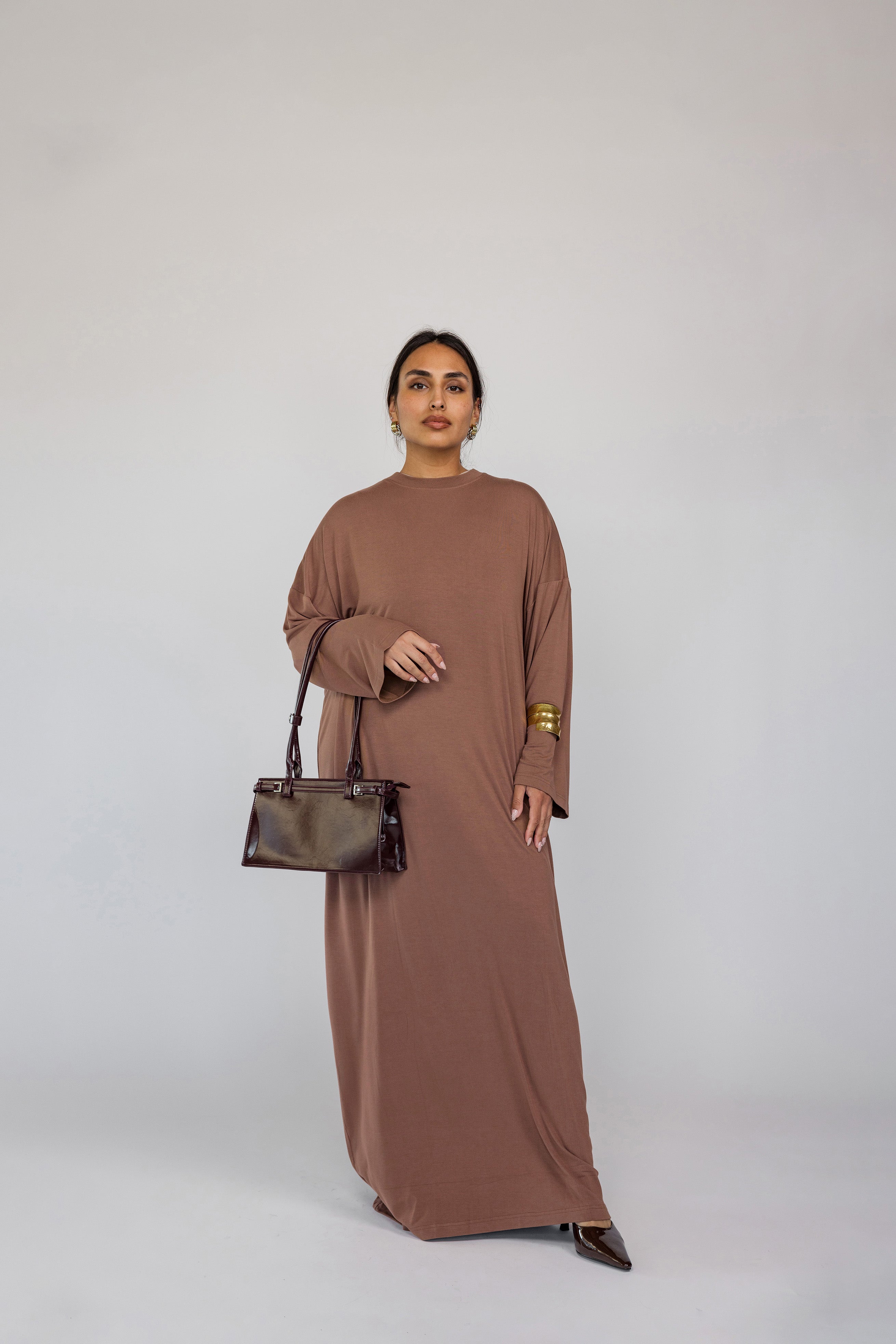Boxy Knit Dress Chestnut - Image 2