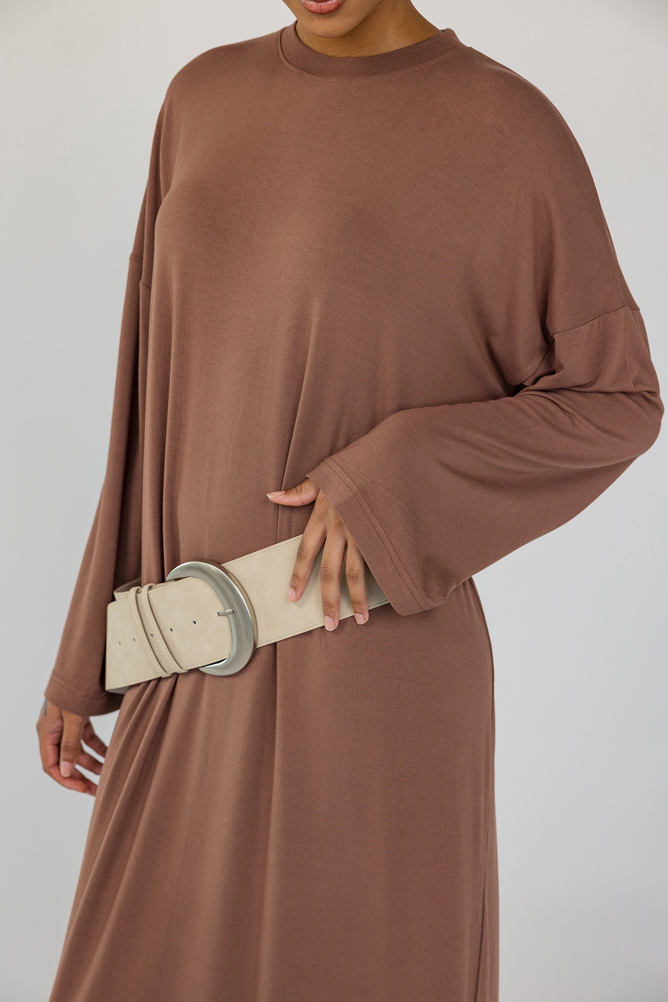 Boxy Knit Dress Chestnut - Image 3