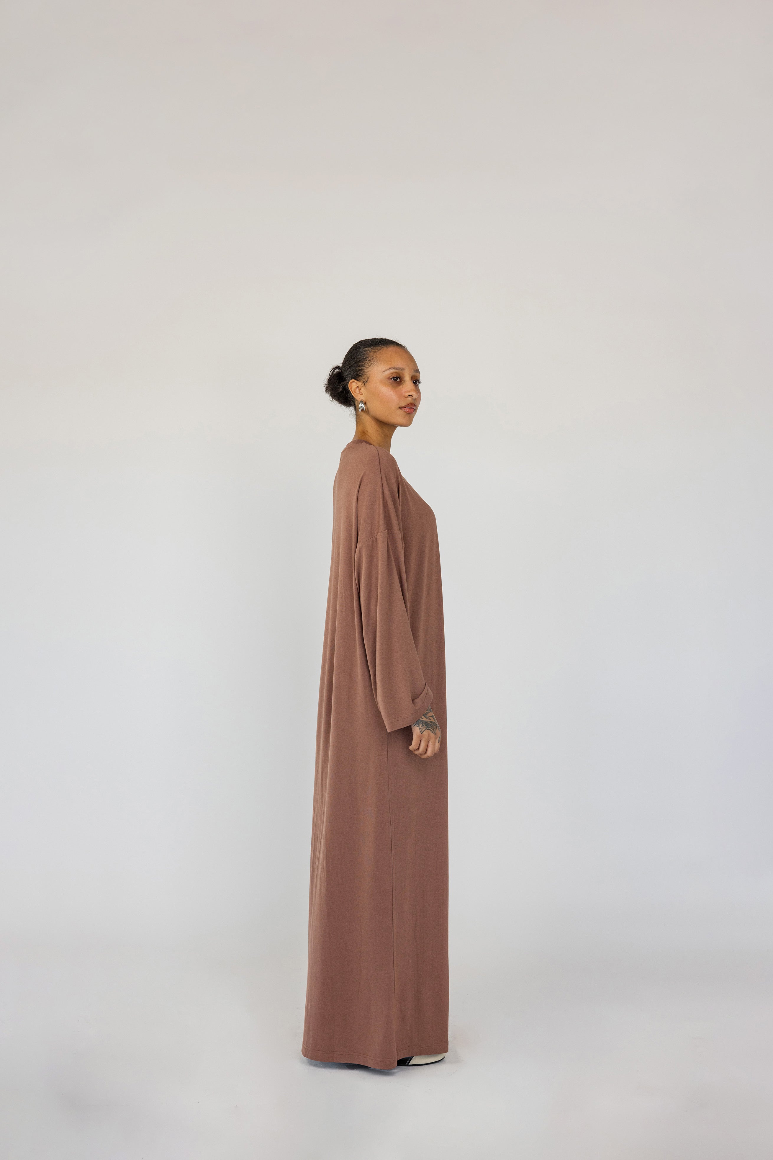 Boxy Knit Dress Chestnut - Image 4