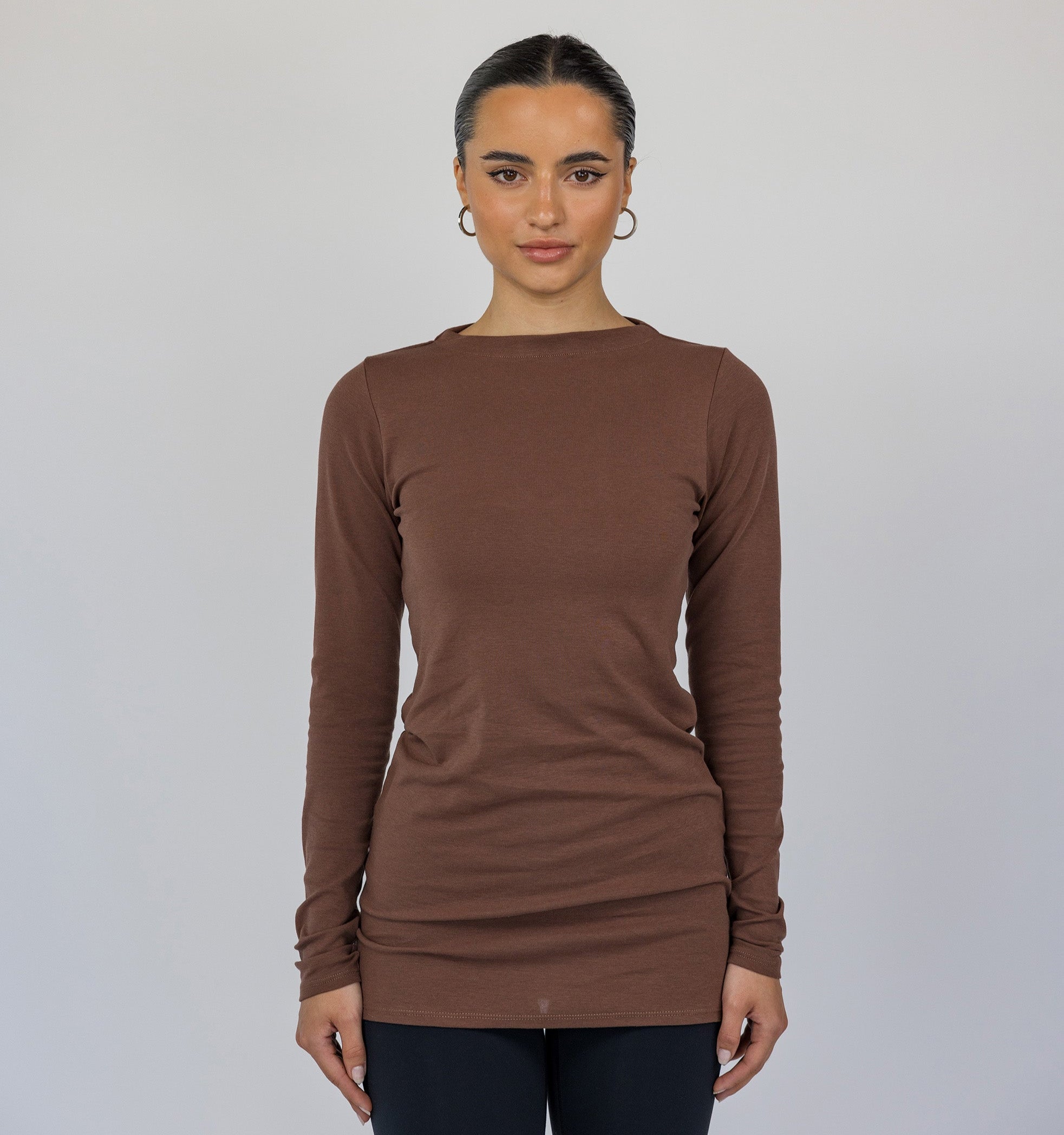 Mock Neck Top Chestnut - Image 1