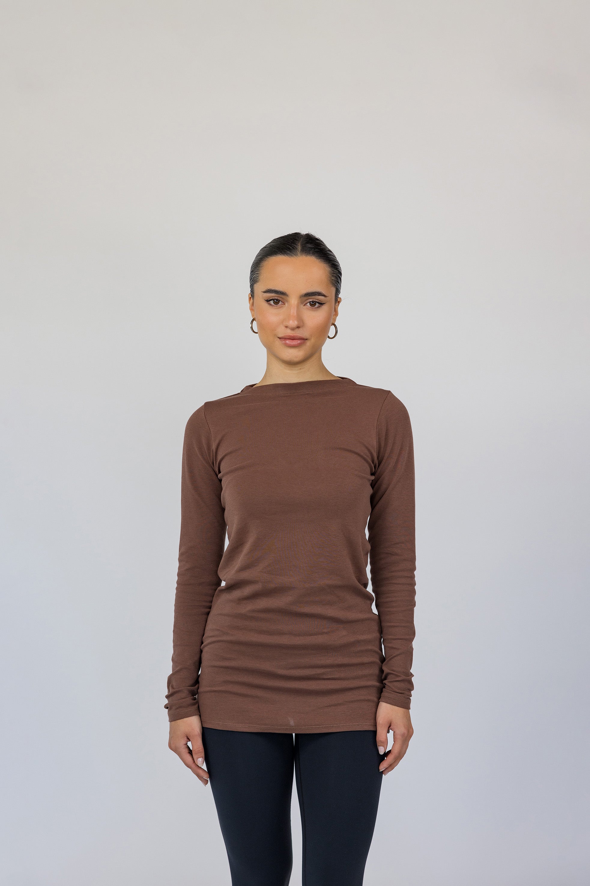 Mock Neck Top Chestnut - Image 3